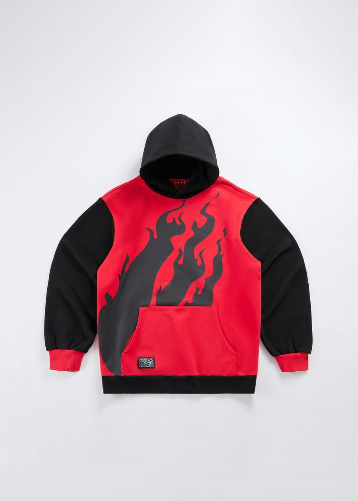 Fire Nation Premium Colorblock Hoodie - Red & Black